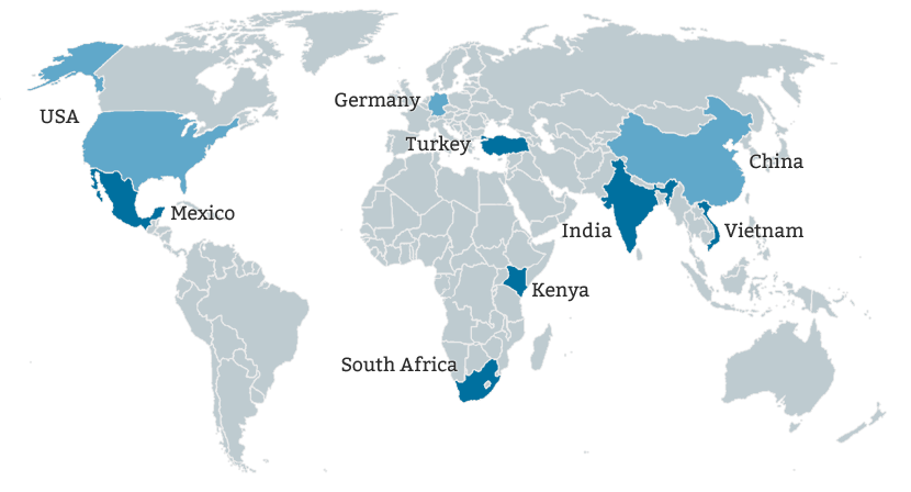 Map - all COBENEFITS countries